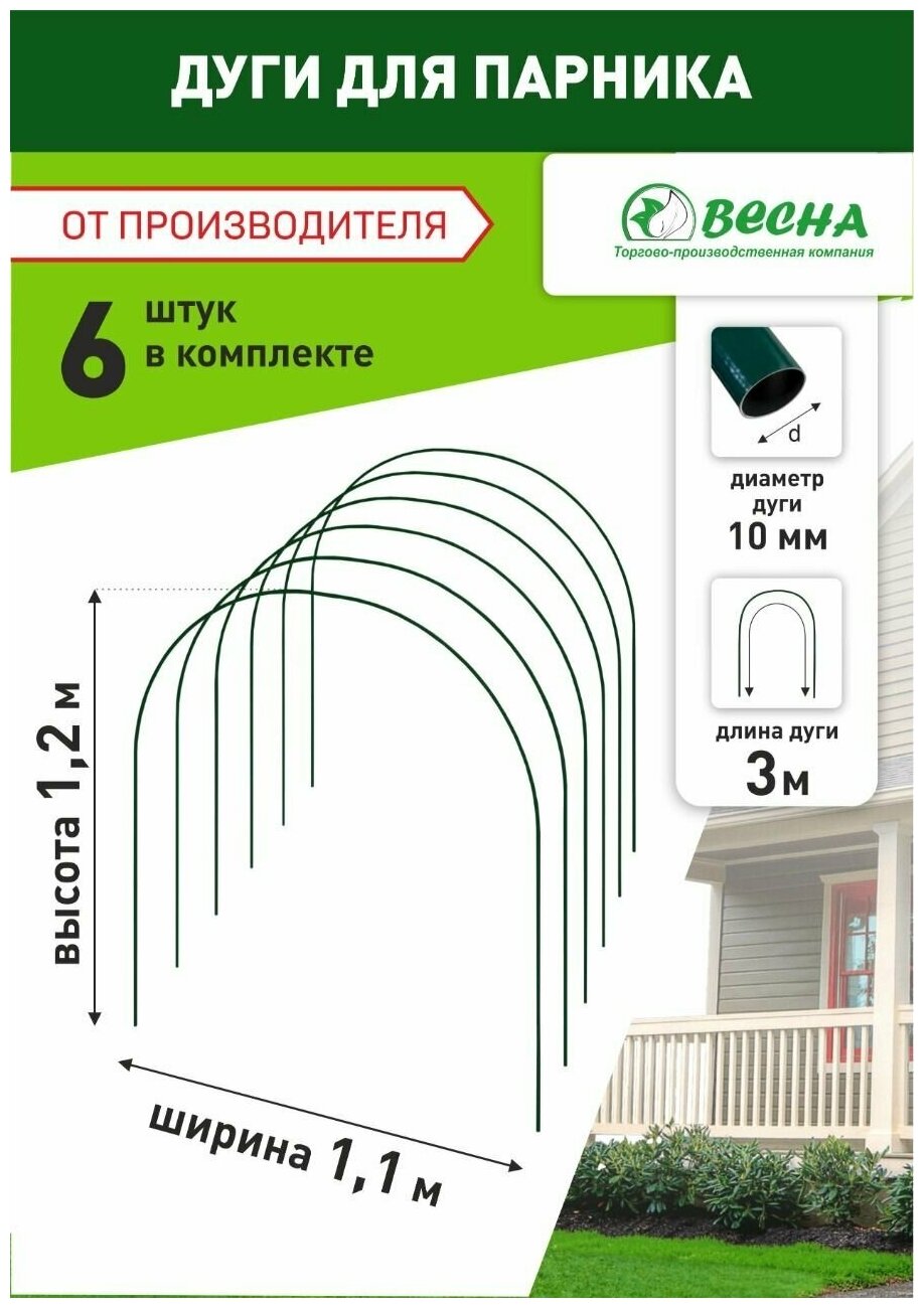 Дуга для парника в ПВХ 3м, д.10мм 0,4 (в комплекте 6 дуг) - фотография № 1