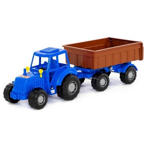 Трактор с прицепом №1, цвет синий (в сеточке) трактор с прицепом 1 цвет синий в сеточке