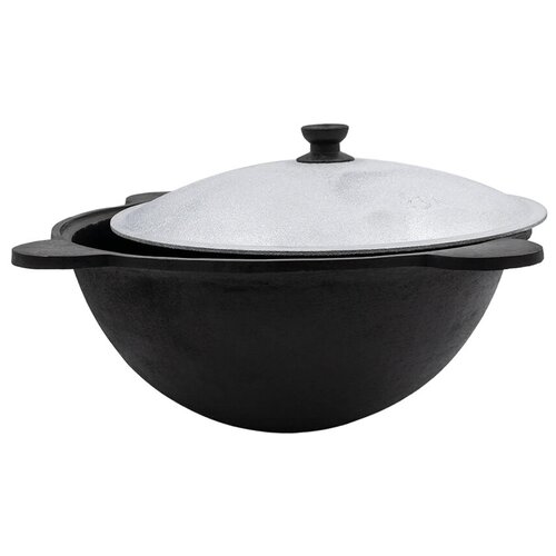 Узбекский казан с крышкой Наманган 8 литров/Чугунный казан с круглым дном