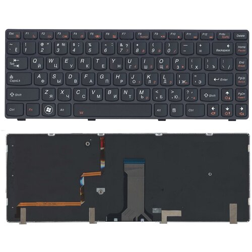 Клавиатура для ноутбука Lenovo IdeaPad Y480 черная с подсветкой клавиатура для ноутбука lenovo ideapad y480 y480a y480m y480n y480p черная с чёрной рамкой model t2y8 ru