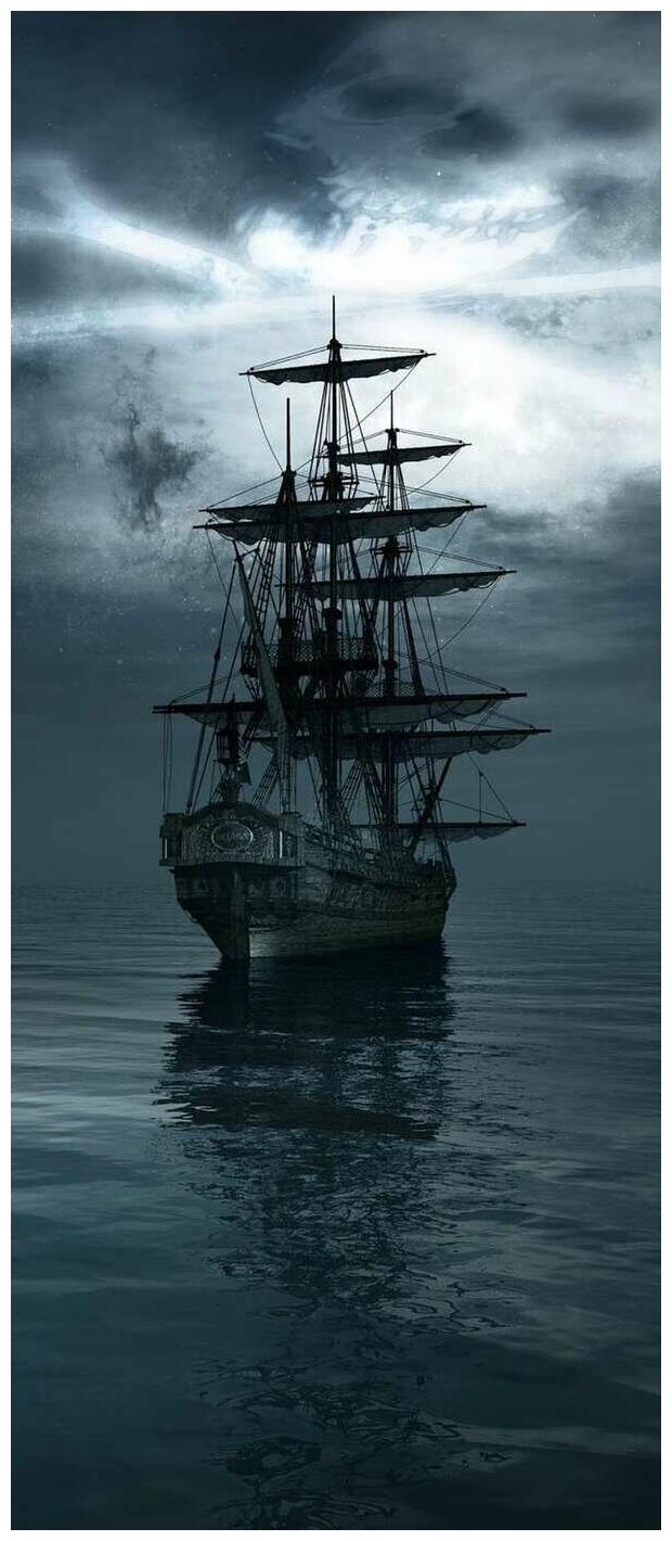 Самоклеящиеся фотообои "Пиратский корабль", размер: 90x210 см