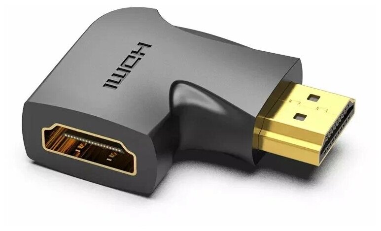 Vention Адаптер-переходник HDMI v2.0 19M/19F угол 90 универсальный для компьютеров мониторов проекторов черный