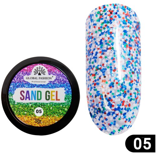 Global Fashion Гель для дизайна ногтей в крапинку, с эффектом песка Sand Gel, 5 гр / 05