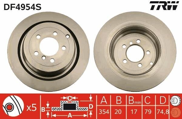 Диск тормозной задний range для rover iii (lm) DF4954S Trw DF4954S