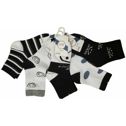 фото Носки детские со смайликом 5-7 лет, комплект 5 пар нет бренда