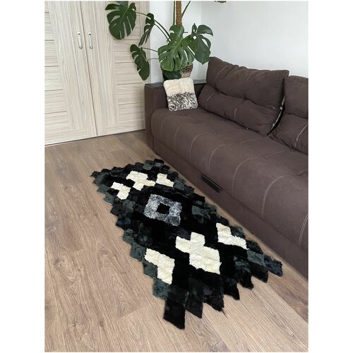 Barashka34 / Меховой ковер из каракуля и натуральной 100% овчины / дорожка меховая / Покрывало на диван