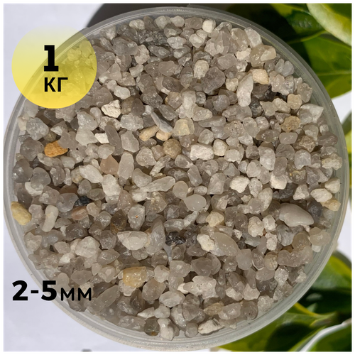 Кварцевый грунт для аквариума, террариума, растений/2-5мм/1кг/Серый
