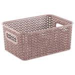 Корзинка ящик для хранения, хозяйственная коробка - Вязь 3л, 23,5х17,3х10,5 см, цвет розовый нюд - изображение