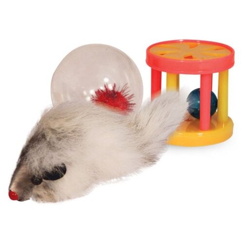 Набор игрушек  для кошек   Triol набор мяч, мышь, барабан (XW0087/22181039),  оранжевый/белый