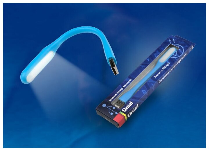 Фонарь UNIEL TLD-541 6ХLED USB- прорезиновый синий упак. Картон UNIEL
