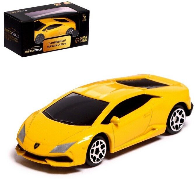 Автоград Машина металлическая LAMBORGHINI HURACAN LP610-4, 1:64, цвет жёлтый