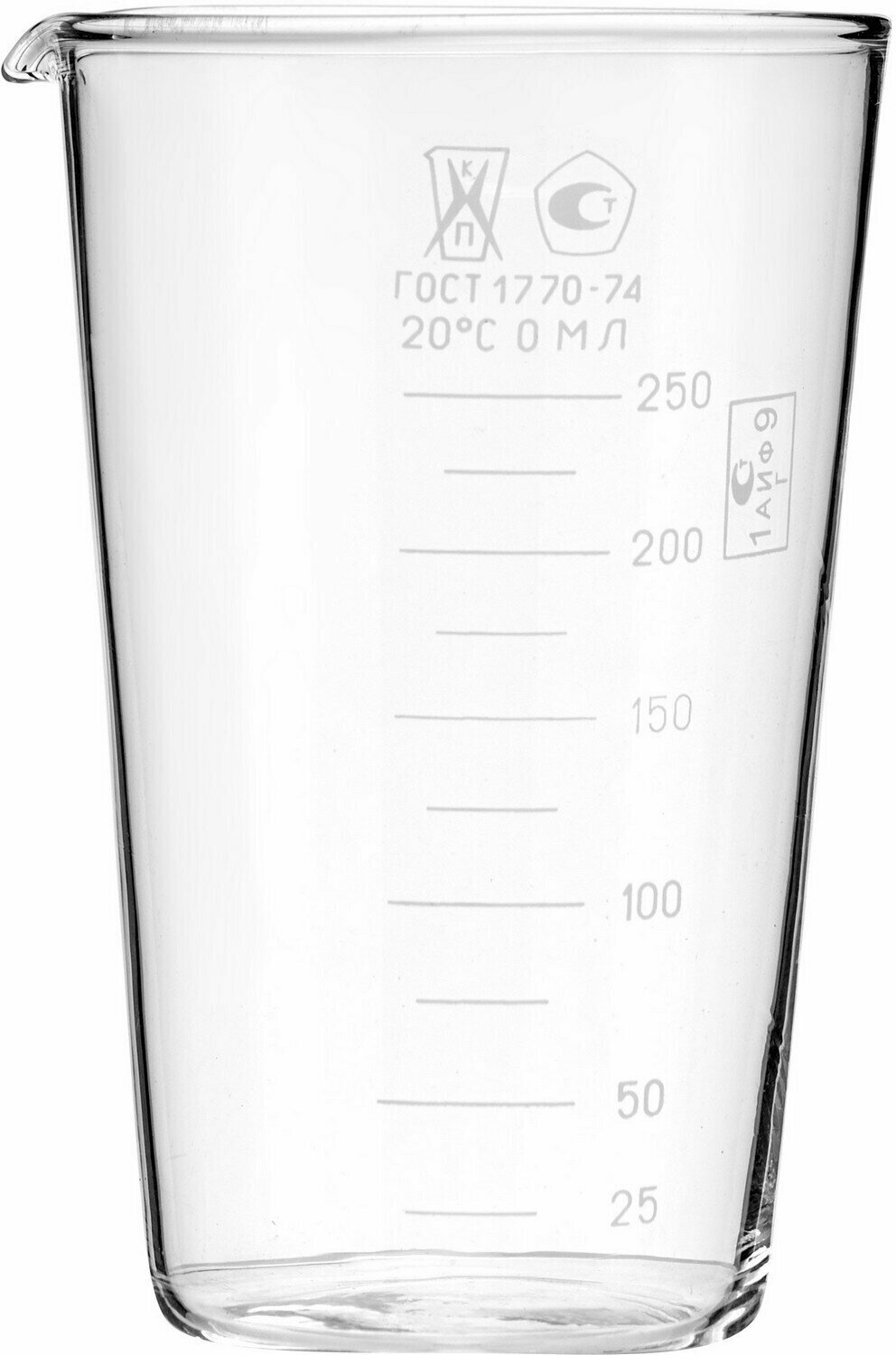 Мензурка ТУ ГОСТ-1770-74 MMD 250мл, 75х75х125мм, стекло