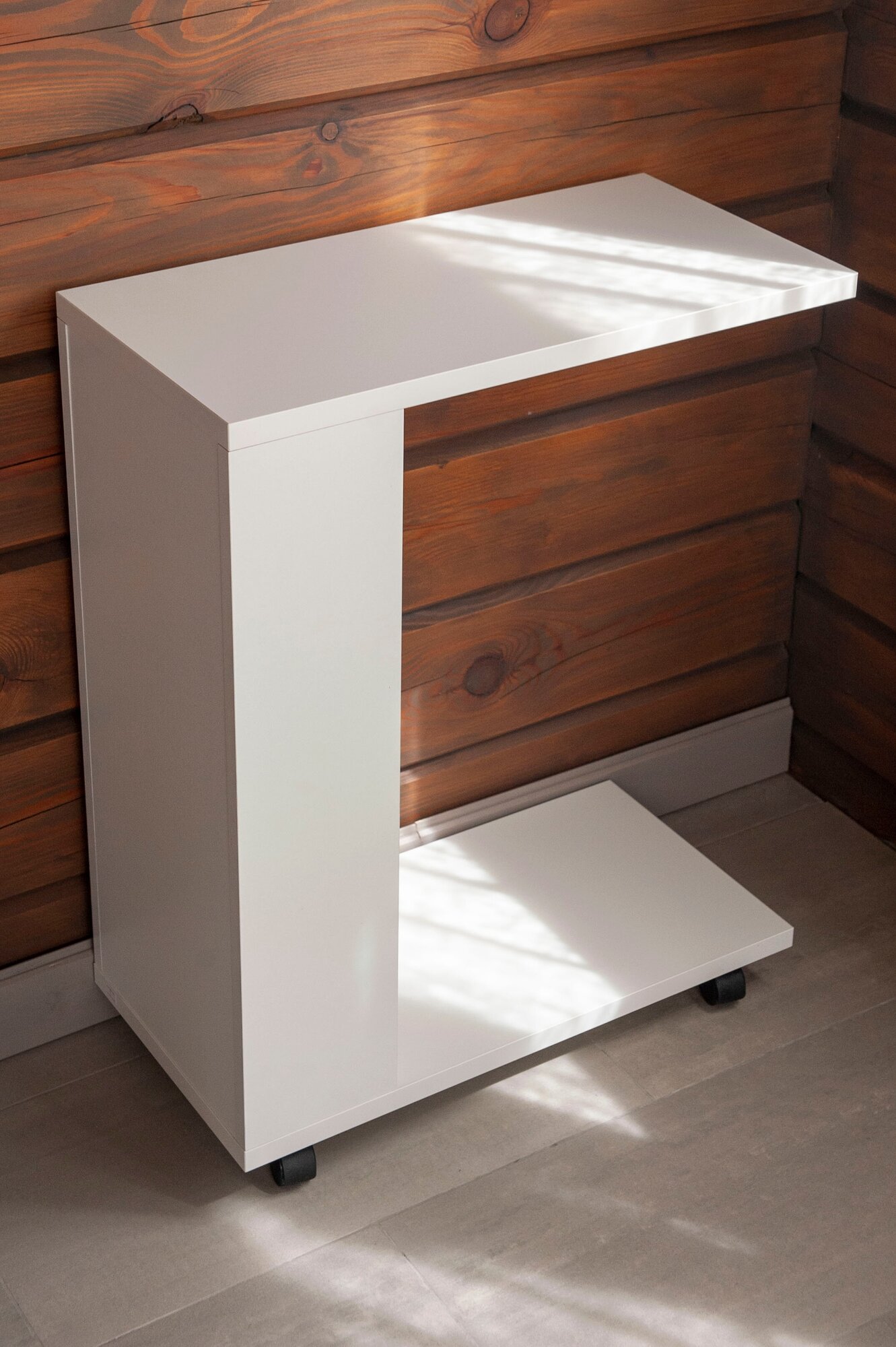 Журнальный приставной придиванный столик на колесиках Hesby Coffe 9 белый - фотография № 7