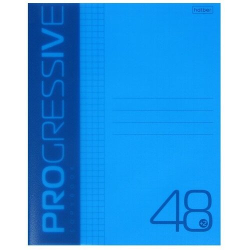Тетрадь 48 листов в клетку IVE Синяя, пластиковая обложка, блок 65 г/м²