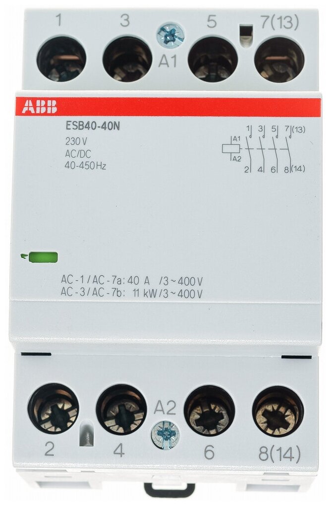 ABB Контактор ESB40-40N-06 модульный (40А АС-1 4НО) катушка 230В AC/DC ABB 1SAE341111R0640