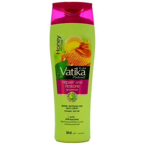 Шампунь для волос Dabur VATIKA Repair  Restore / Дабур Ватика Исцеление и восстановление, оживляет и укрепляет волосы, 200 мл.