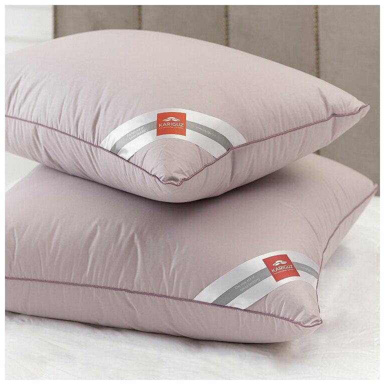 Пухоперовая подушка натуральная Kariguz Special pink, 50х68, средняя - фотография № 5