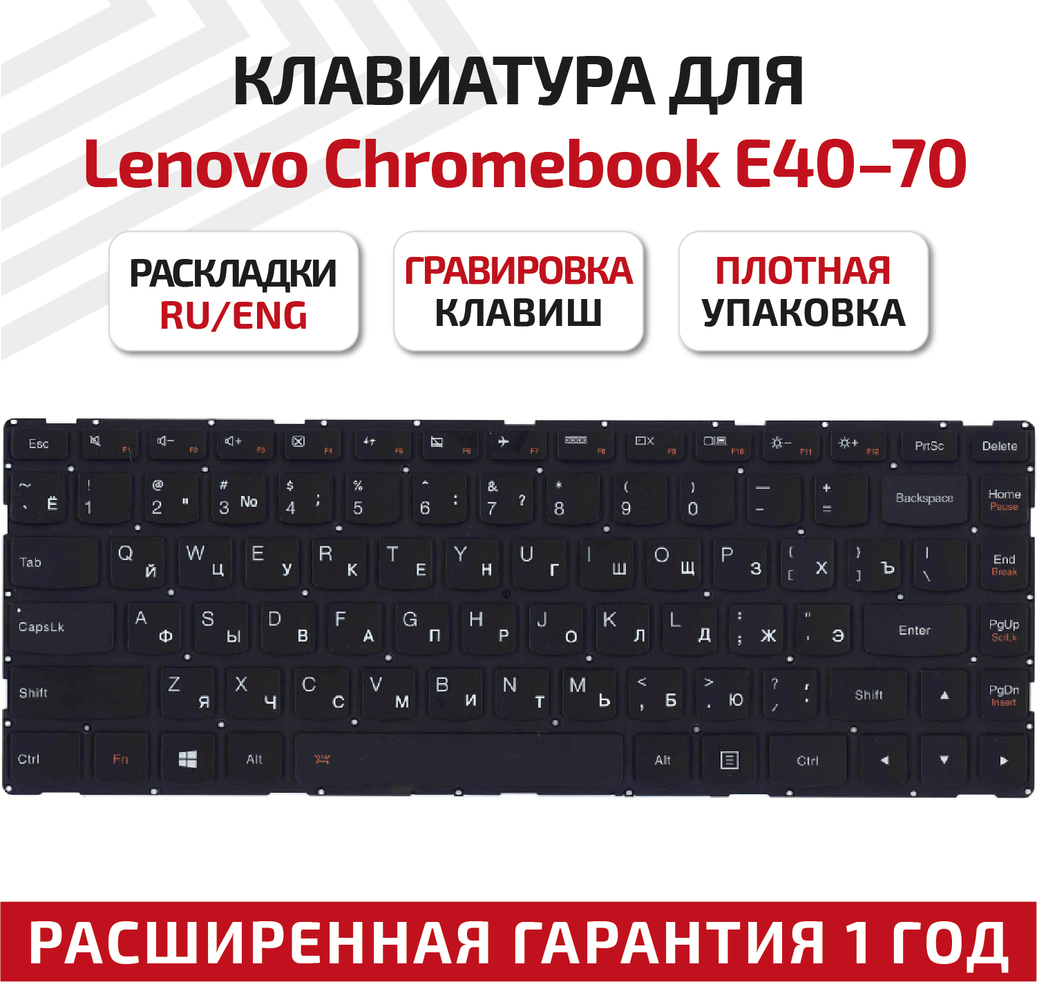 Клавиатура (keyboard) для ноутбука Lenovo E40-70, E40-30, E40-45, E40-80, E40-81, E41-70, E41-80, черная