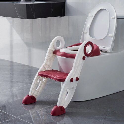 Изображение товара Сиденье накладка на унитаз с лесенкой и ручками Pituso с лесенкой и ручками накладка на унитаз Red/Красный
