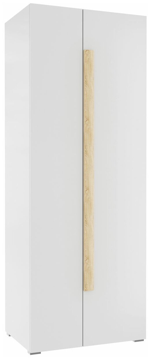 Распашной шкаф Милана Куба Дуб Сонома / Белый глянец - фотография № 1