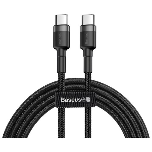 Кабель Baseus Cafule USB Type-C - USB Type-C, 1 м, 1 шт., черный/серый кабель baseus catklf gg1 3 шт