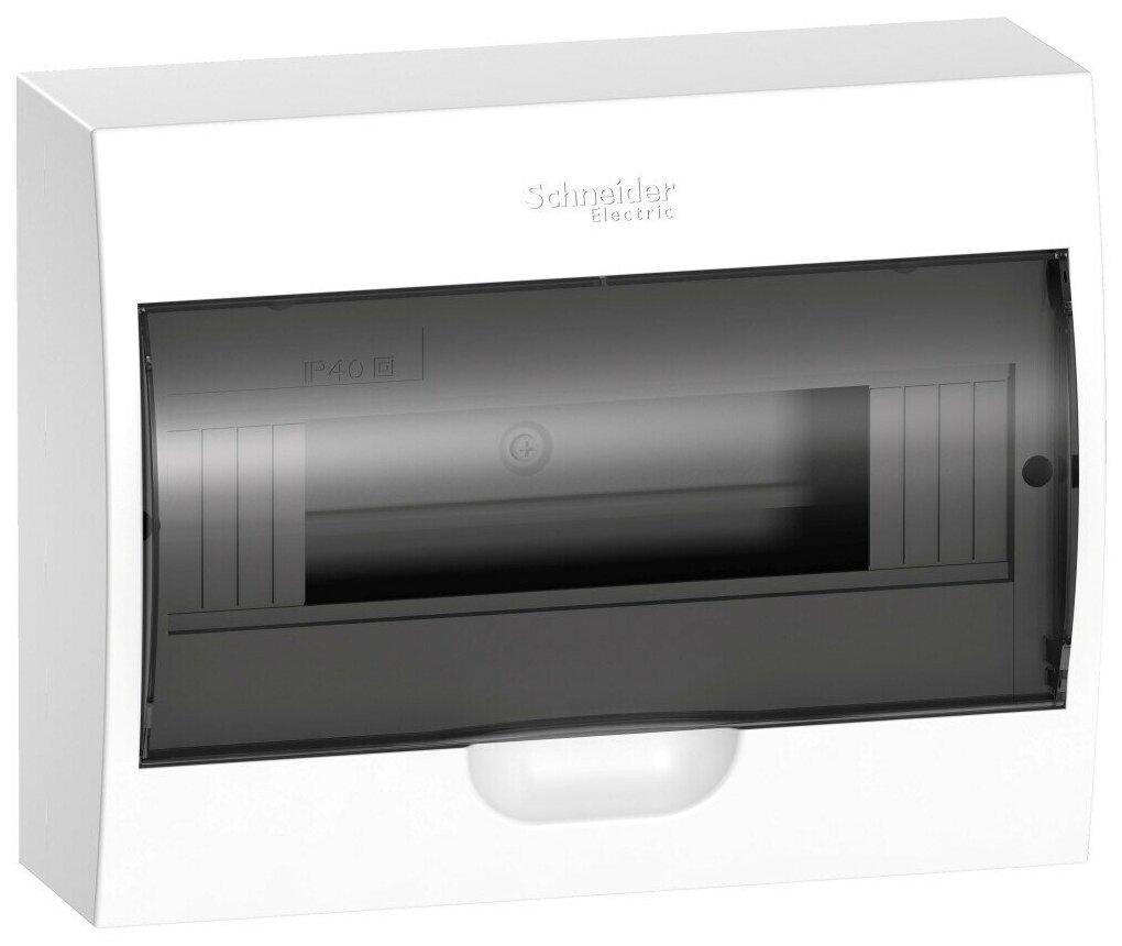 фото Щит навесной с прозрачной дверью 1ряд/12мод, IP40, IK07, 63А, 2 клеммы, Schneider Electric Easy9 Box