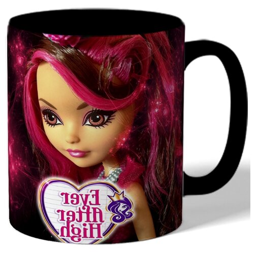 фото Кружка цветная с рисунком кукла с красными волосами drabs