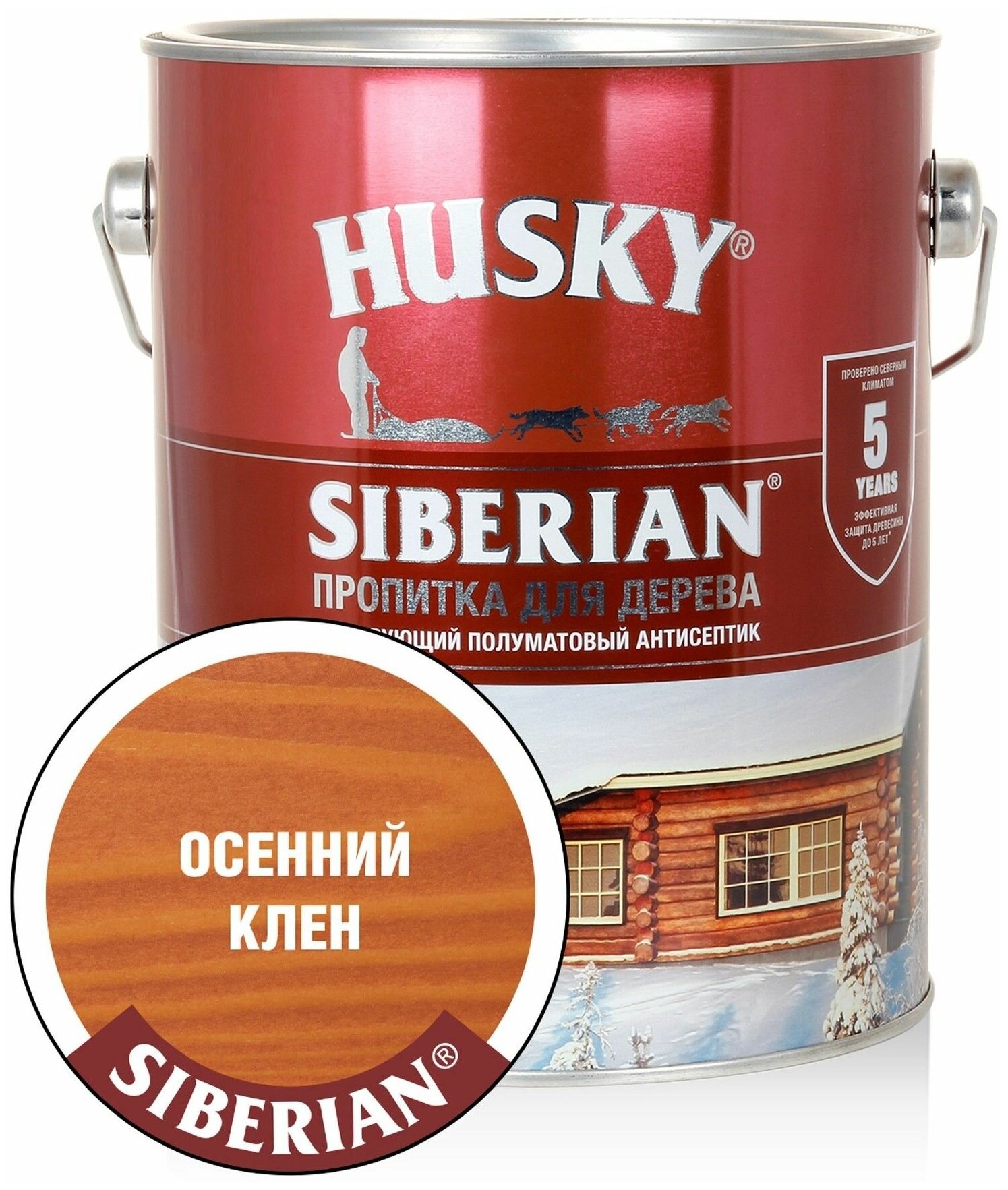 Антисептик Husky Siberian полуматовый, осенний клен 2,7 л - фотография № 2