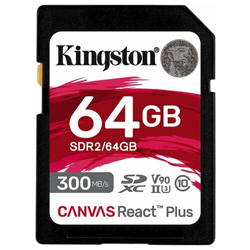 карта памяти sdxc kingston canvas react plus 256 гб uhs ii class u3 v90 чтение 300мб с запись 260мб с Карта памяти 64Gb - Kingston SDXC UHS-II 300R/260W U3 V90 Canvas React Plus SDR2/64GB