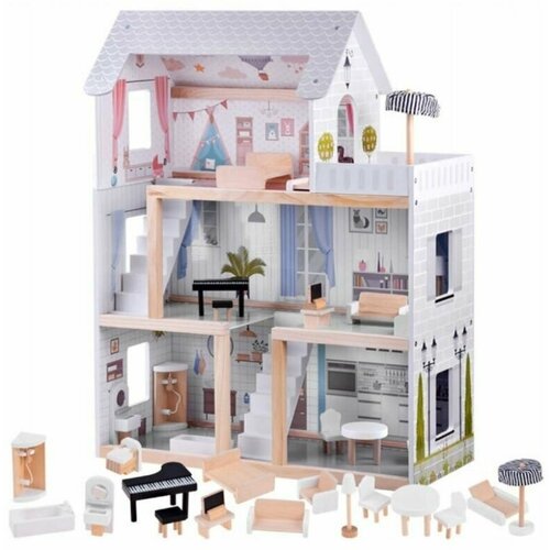 фото Кукольный домик starky dollhouse 78см, трехэтажный деревянный дом +мебель нет бренда