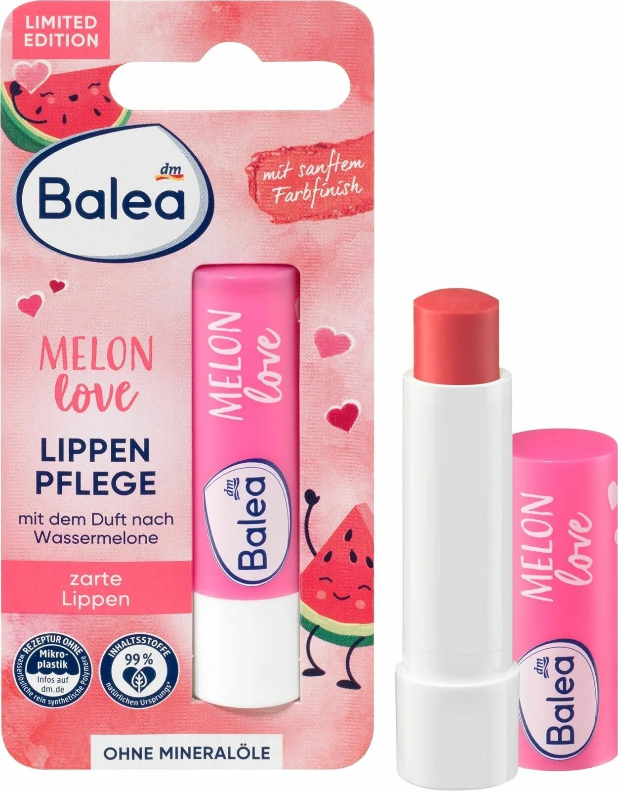 Balea Бальзам для губ "Love Melon" с ароматом арбуза, 4,8 г.