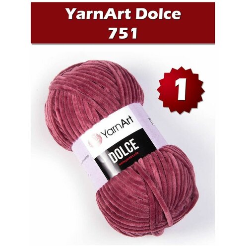 Пряжа YarnArt Dolce 751 - 1 шт, плюшевая пряжа yarnart dolce ярнарт дольче 752 бордо 100% микрополиэстер 100г 120м 1 моток