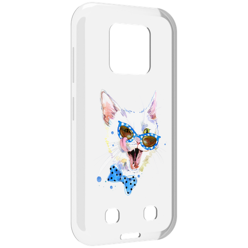 Чехол MyPads белый кот для Oukitel WP18 задняя-панель-накладка-бампер