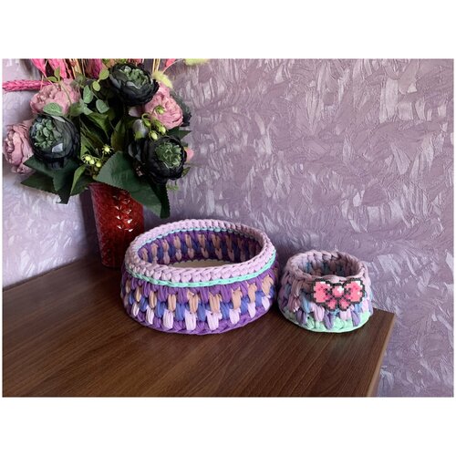 Набор из двух корзин для мелочей ручной работы/ корзины для косметики/ аксессуаров/ декор интерьера/ в детскую/ в спальню