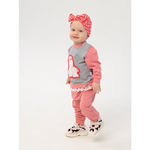 фото Комплект одежды для девочек, кофта и брюки, повседневный стиль, размер 80, розовый турция