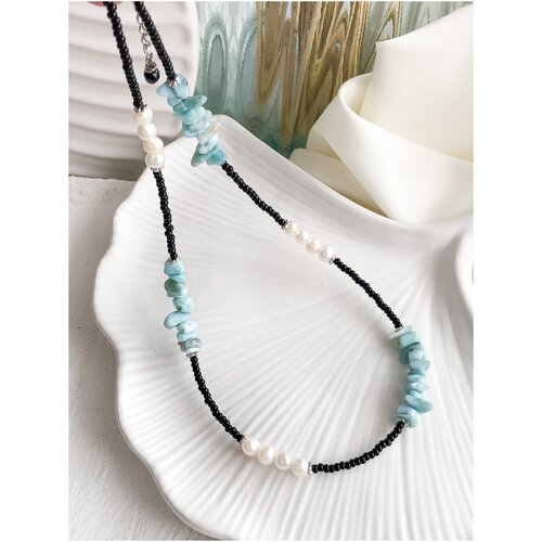 Чокер из натуральных камней и натурального жемчуга