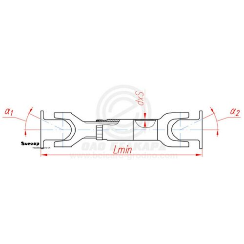 BELCARD 54112-2205011-01 Вал карданный КАМАЗ среднего моста (8 отверстий) L=646мм белкард