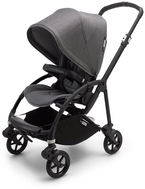 Коляска прогулочная Bugaboo Bee 6 complete (Black/Grey Melange/Grey Melange), цвет шасси: черный