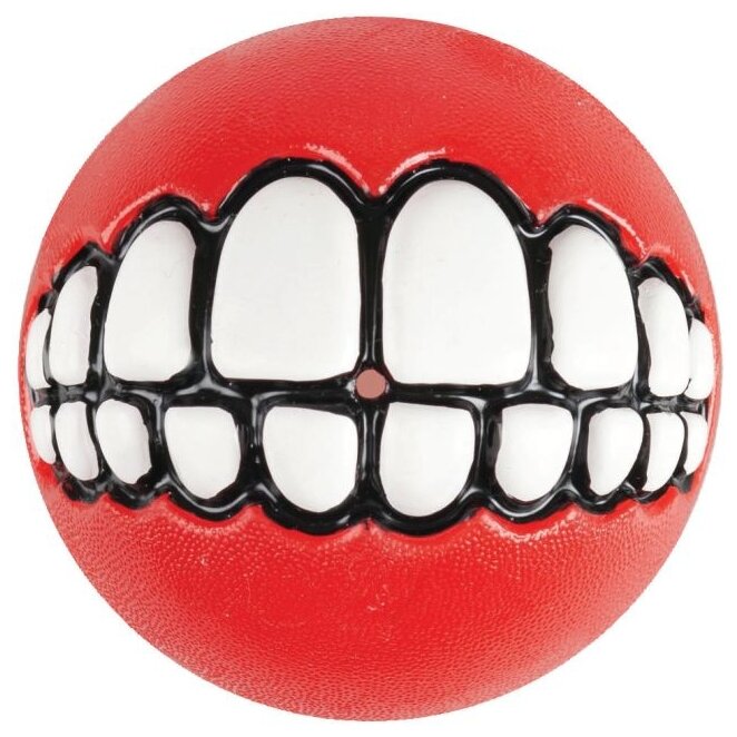 Игрушка для собак Rogz Grinz Ball мяч с принтом и отверстием для лакомств средний красный (1 шт)