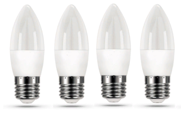 Лампа светодиодная свеча E27 8W 4000К 107x37 (без пульсации) 4 штуки