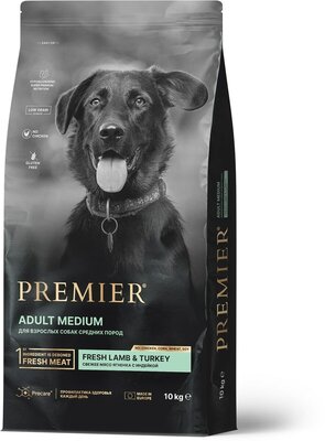 Premier Dog Adult Medium сухой корм для взрослых собак средний пород Ягненок и индейка, 10 кг.