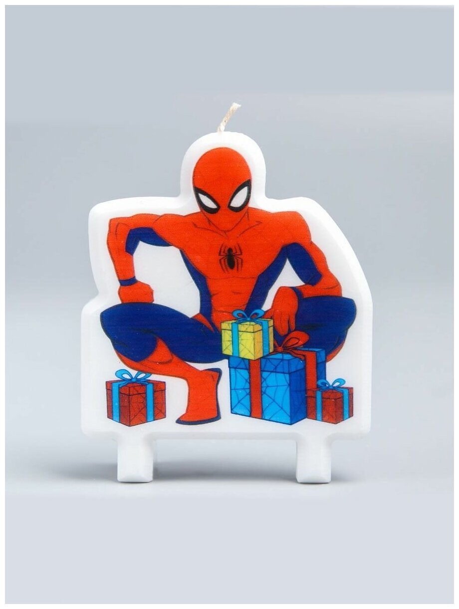 Свеча для торта парафиновая MARVEL фигурная, Подарки от Человека-Паука, Спайдермен, 7,8*10 см, 1 шт