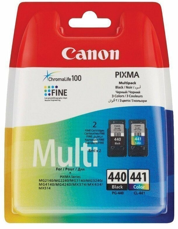 Картридж струйный CANON (PG-440/CL-441) PIXMA MG2140/MG3140, черный и цветной, 180 станиц, оригинальный, 5219B