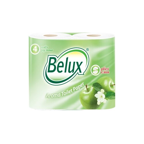 Туалетная бумага Belux Aroma зеленая двухслойная Яблоко 4 рул.