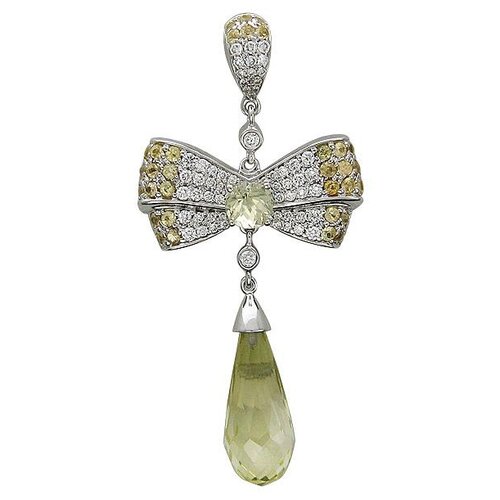 фото Кулоны эстет подвеска из золота с бриллиантами, сапфирами и цитринами в виде бантика
