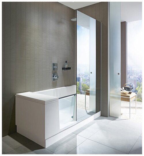 Duravit Shower+bath Ванна L1700*P750*H2105 мм, зеркальное стекло, угол справа