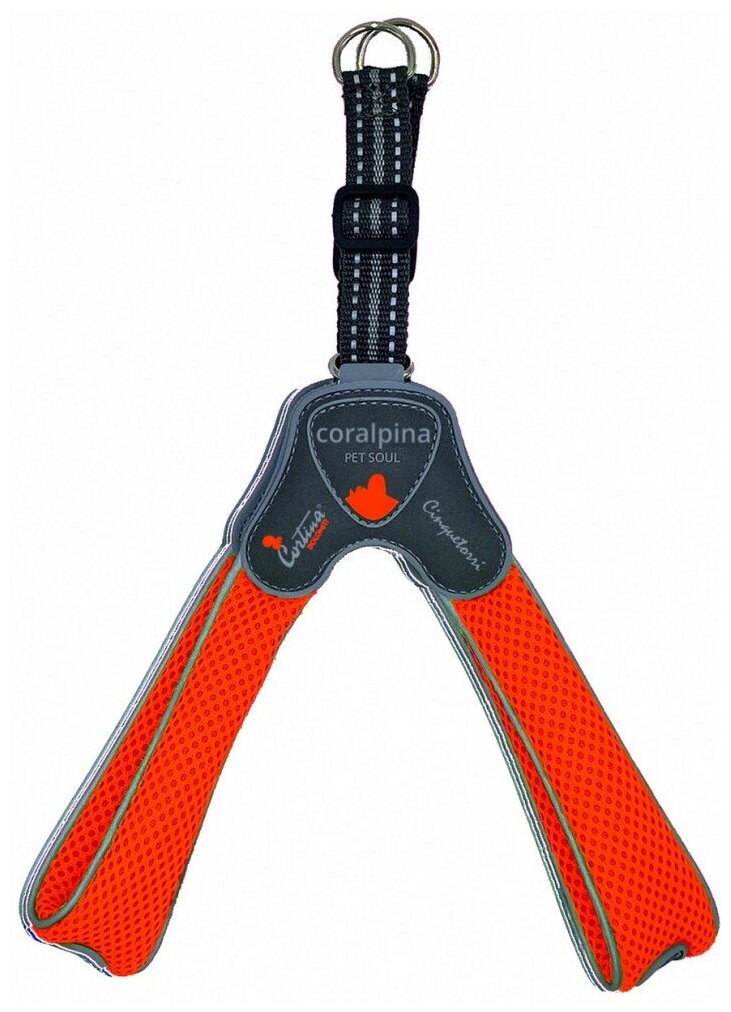 Cortina Harness CINQUETORRI мягкая шлейка для собак "Супер Комфорт", 25-35 см, оранжевый - фотография № 1