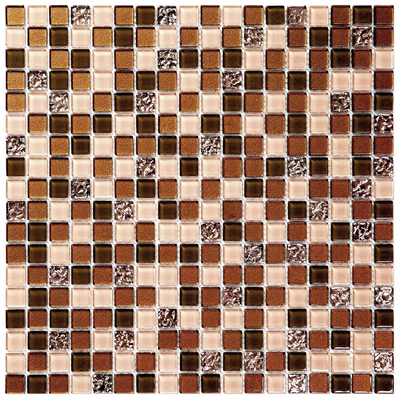 Мозаика из стекло мрамор Natural Mosaic 4PST-030 коричневый оранжевый квадрат