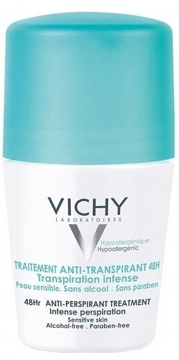 Vichy DEODORANTS Traitement Anti-Transpirant 48H (Дезодорант-шарик, регулирующий избыточное потоотделение), 50 мл