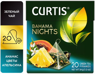 Чай Curtis "Bahama Nights", зеленый с добавками, 20 пирамидок